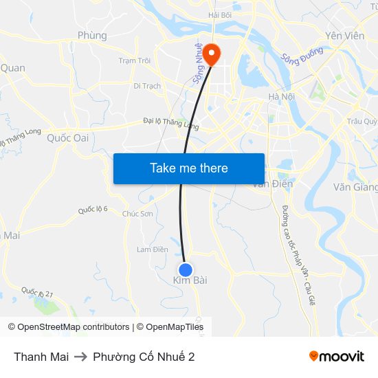 Thanh Mai to Phường Cổ Nhuế 2 map