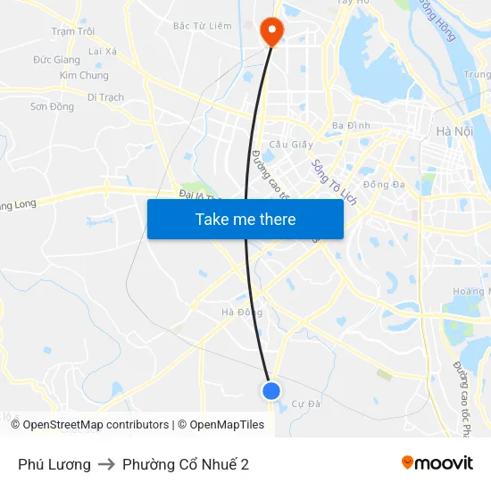Phú Lương to Phường Cổ Nhuế 2 map