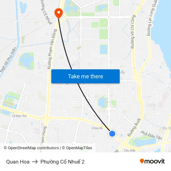 Quan Hoa to Phường Cổ Nhuế 2 map