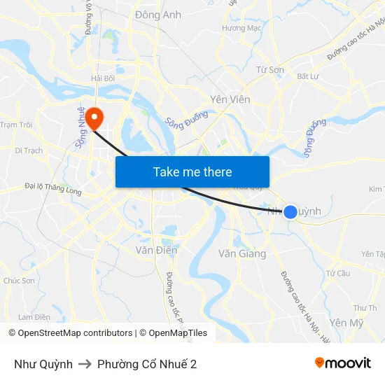 Như Quỳnh to Phường Cổ Nhuế 2 map