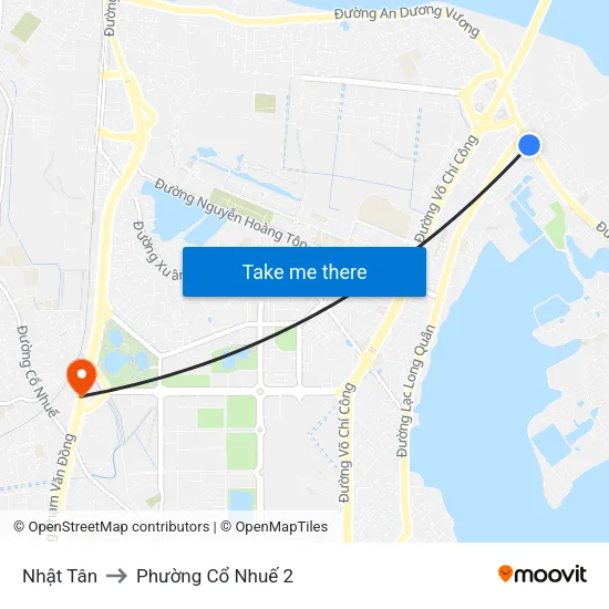 Nhật Tân to Phường Cổ Nhuế 2 map