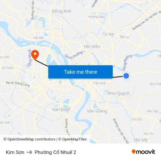 Kim Sơn to Phường Cổ Nhuế 2 map