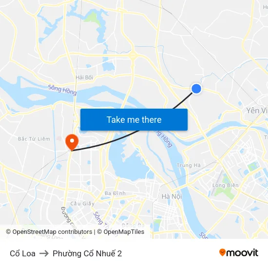 Cổ Loa to Phường Cổ Nhuế 2 map