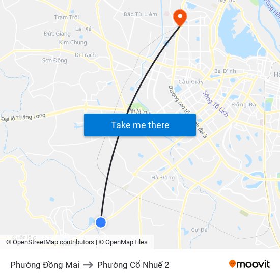 Phường Đồng Mai to Phường Cổ Nhuế 2 map