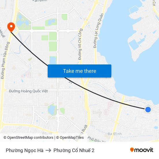 Phường Ngọc Hà to Phường Cổ Nhuế 2 map