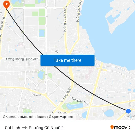 Cát Linh to Phường Cổ Nhuế 2 map