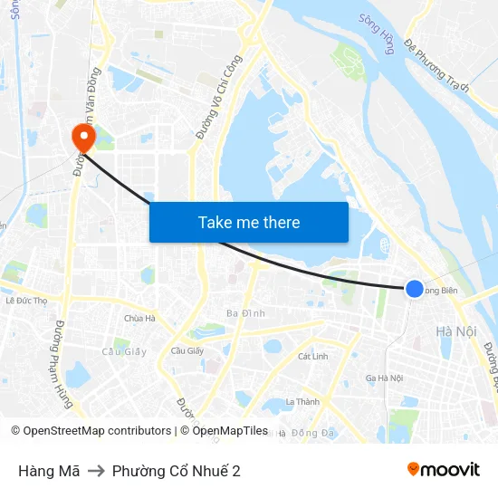 Hàng Mã to Phường Cổ Nhuế 2 map
