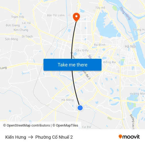 Kiến Hưng to Phường Cổ Nhuế 2 map