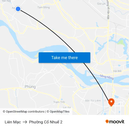 Liên Mạc to Phường Cổ Nhuế 2 map