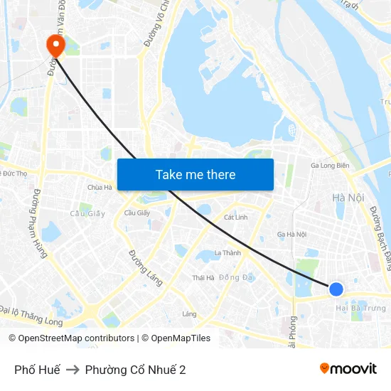 Phố Huế to Phường Cổ Nhuế 2 map