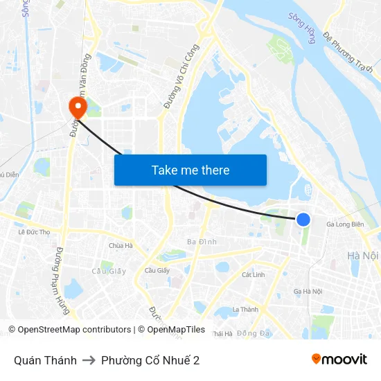Quán Thánh to Phường Cổ Nhuế 2 map