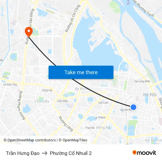 Trần Hưng Đạo to Phường Cổ Nhuế 2 map