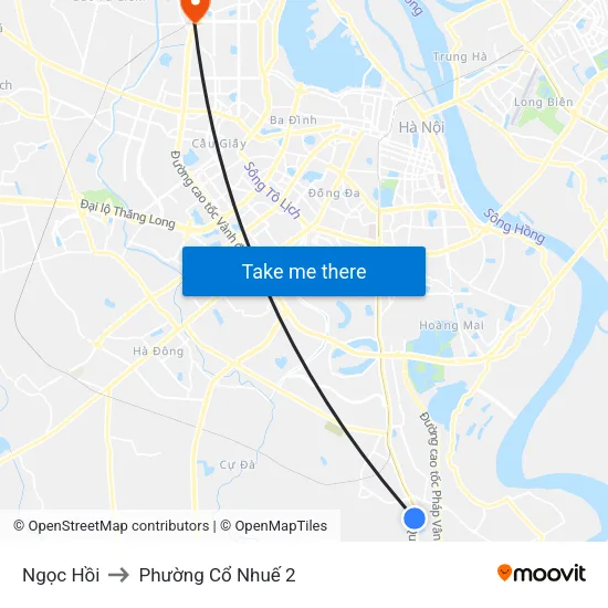 Ngọc Hồi to Phường Cổ Nhuế 2 map