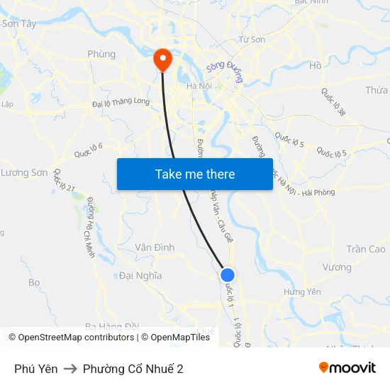 Phú Yên to Phường Cổ Nhuế 2 map