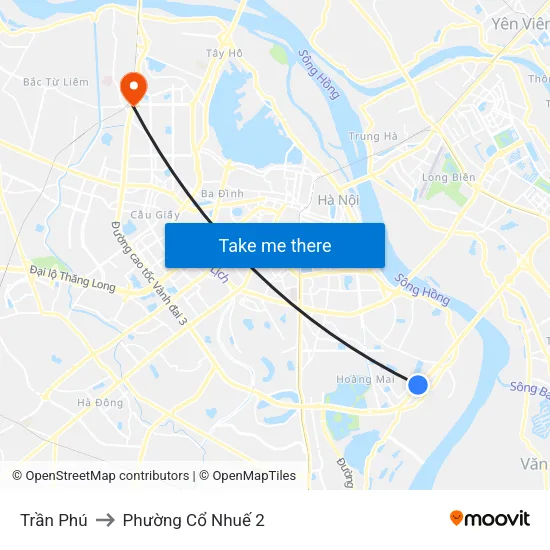 Trần Phú to Phường Cổ Nhuế 2 map