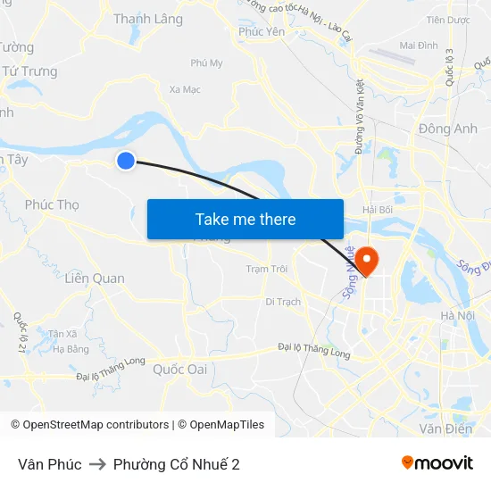 Vân Phúc to Phường Cổ Nhuế 2 map