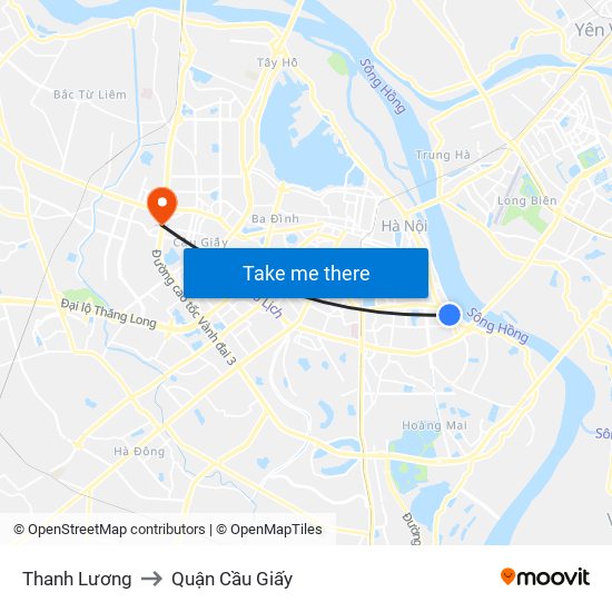 Thanh Lương to Quận Cầu Giấy map