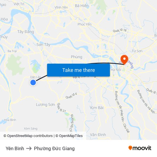 Yên Bình to Phường Đức Giang map