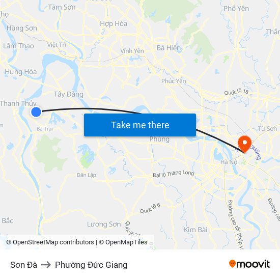 Sơn Đà to Phường Đức Giang map