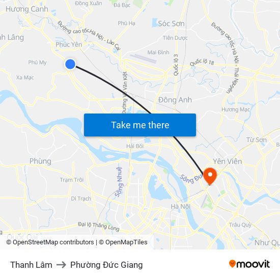 Thanh Lâm to Phường Đức Giang map