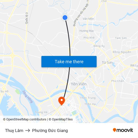 Thuỵ Lâm to Phường Đức Giang map