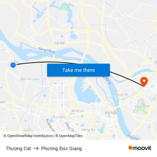 Thượng Cát to Phường Đức Giang map