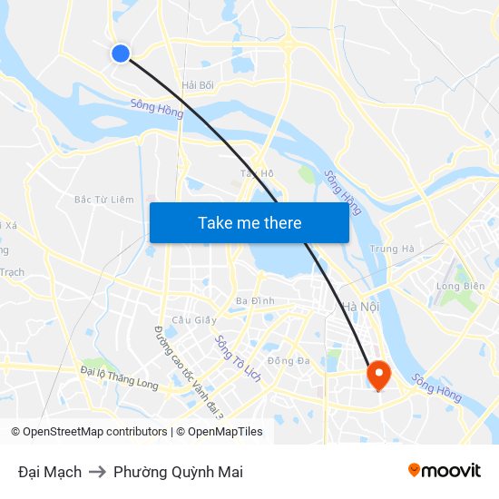 Đại Mạch to Phường Quỳnh Mai map