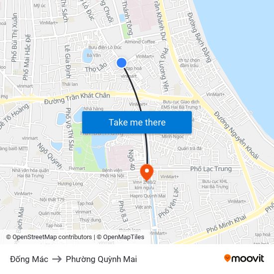 Đống Mác to Phường Quỳnh Mai map