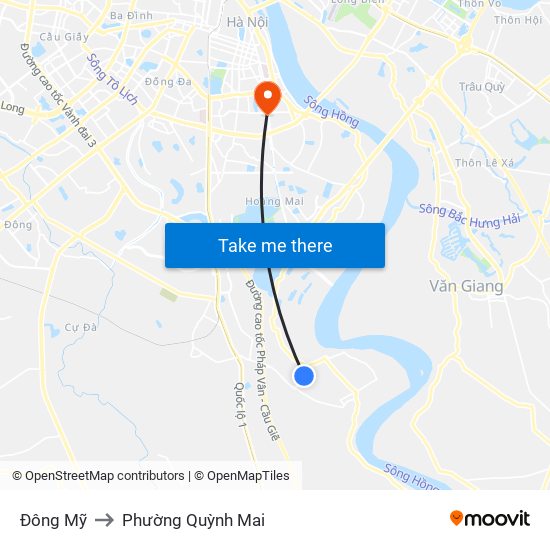 Đông Mỹ to Phường Quỳnh Mai map