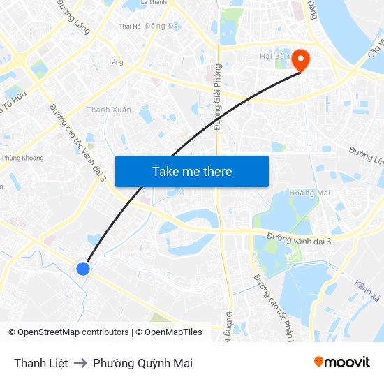 Thanh Liệt to Phường Quỳnh Mai map