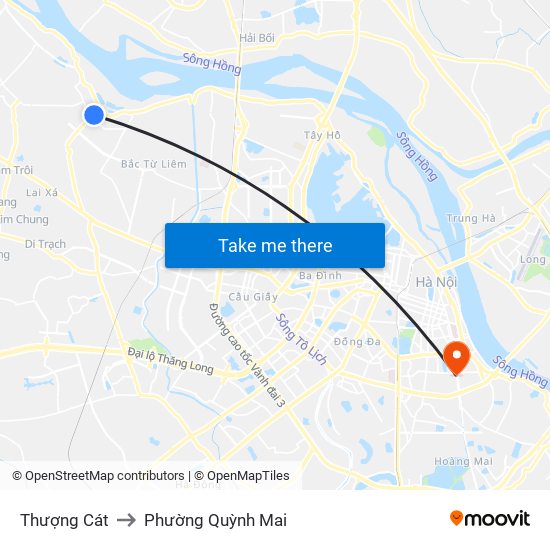 Thượng Cát to Phường Quỳnh Mai map