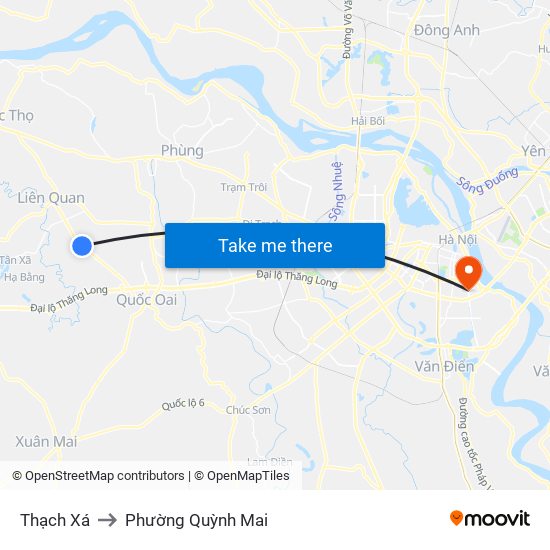 Thạch Xá to Phường Quỳnh Mai map