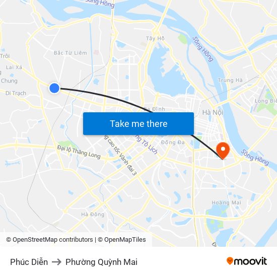 Phúc Diễn to Phường Quỳnh Mai map