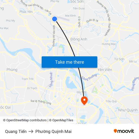 Quang Tiến to Phường Quỳnh Mai map