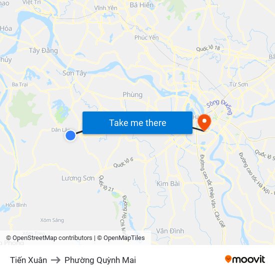 Tiến Xuân to Phường Quỳnh Mai map