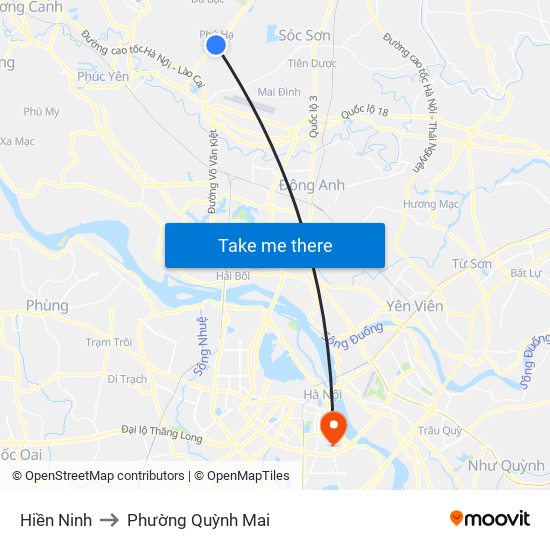 Hiền Ninh to Phường Quỳnh Mai map