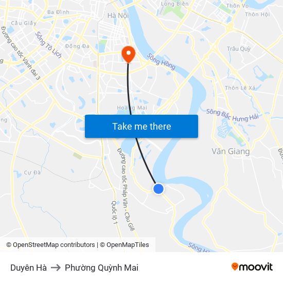 Duyên Hà to Phường Quỳnh Mai map