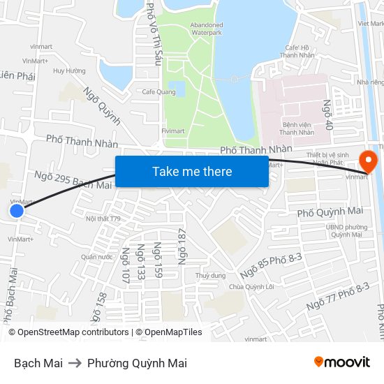 Bạch Mai to Phường Quỳnh Mai map