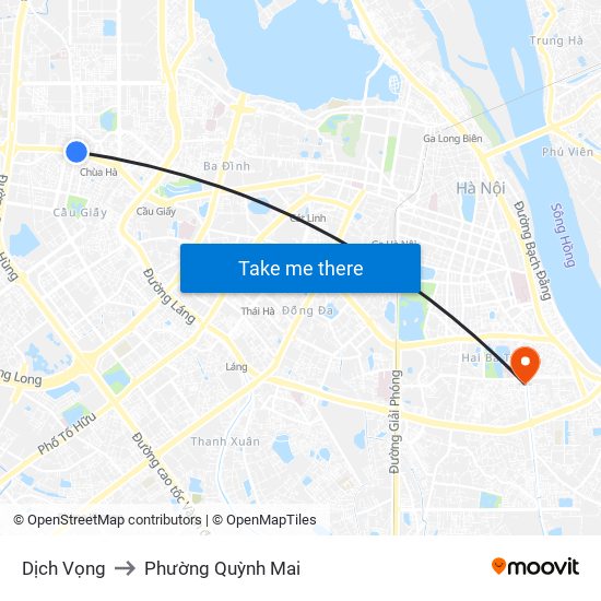 Dịch Vọng to Phường Quỳnh Mai map