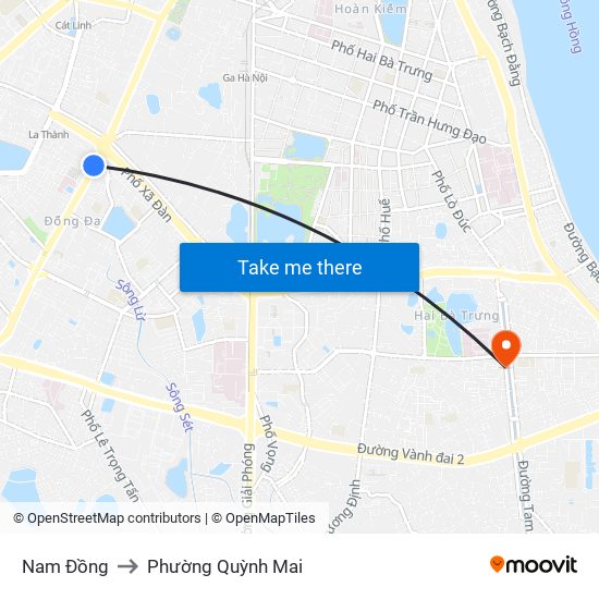 Nam Đồng to Phường Quỳnh Mai map