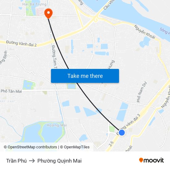 Trần Phú to Phường Quỳnh Mai map