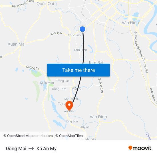 Đồng Mai to Xã An Mỹ map