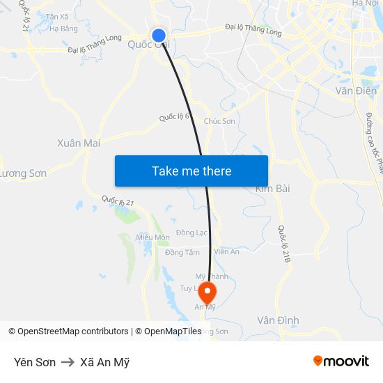 Yên Sơn to Xã An Mỹ map