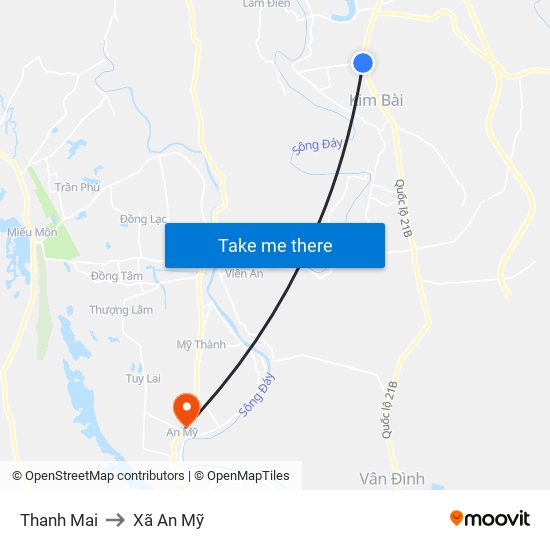 Thanh Mai to Xã An Mỹ map