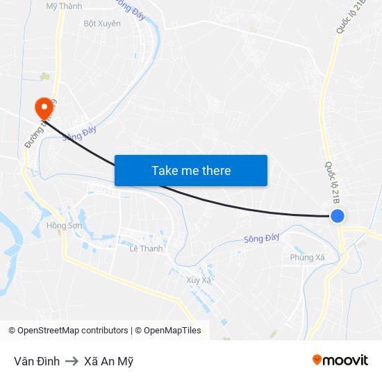 Vân Đình to Xã An Mỹ map