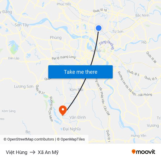 Việt Hùng to Xã An Mỹ map