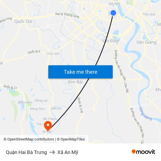 Quận Hai Bà Trưng to Xã An Mỹ map