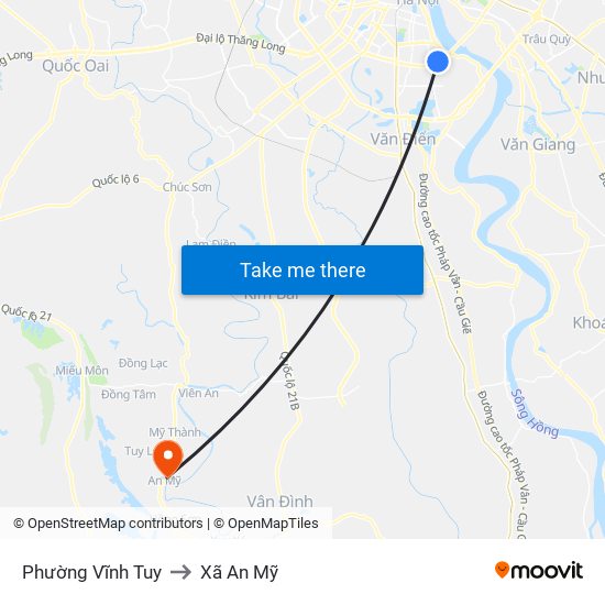 Phường Vĩnh Tuy to Xã An Mỹ map