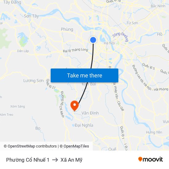 Phường Cổ Nhuế 1 to Xã An Mỹ map