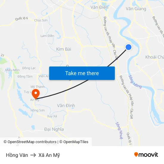 Hồng Vân to Xã An Mỹ map